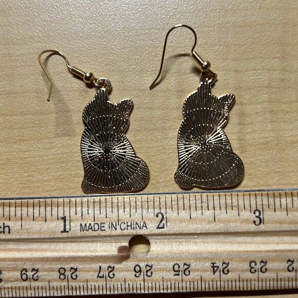 Black Cat & Daisy Enamel Earrings - Picture 3 of 4